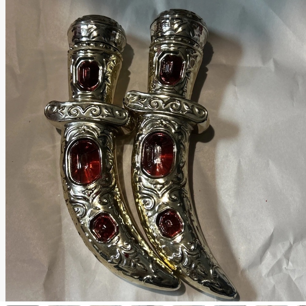 Avon Vintage Gold Swords Red Decorative Accents with Gemstone Detail.